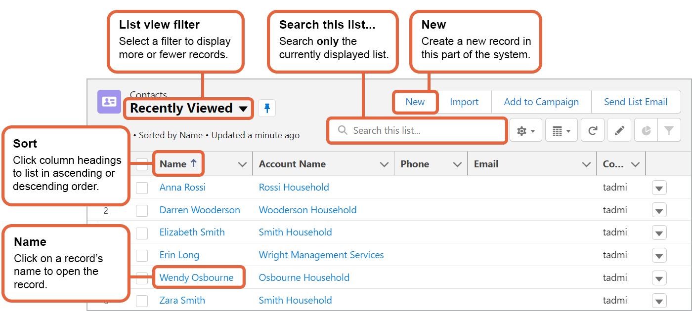 Annotated list view