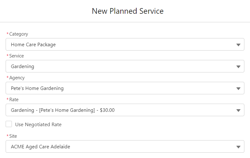new planned service fields