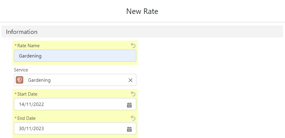 new rate date fields