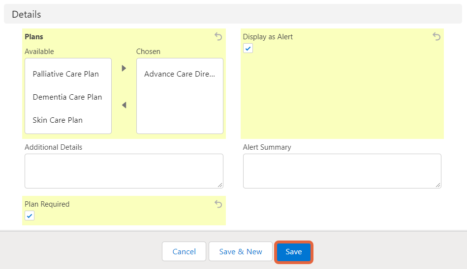 plan details field and save button