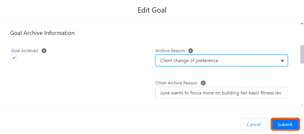 archive goal fields