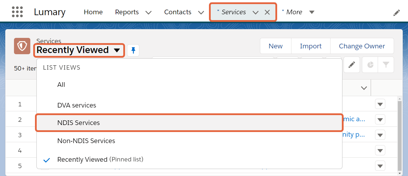 Select list view