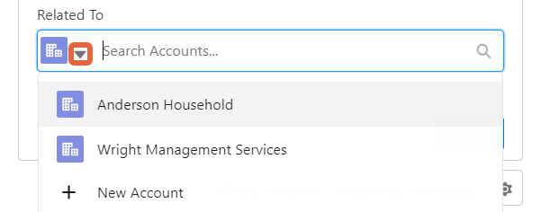 related to field with dropdown menu