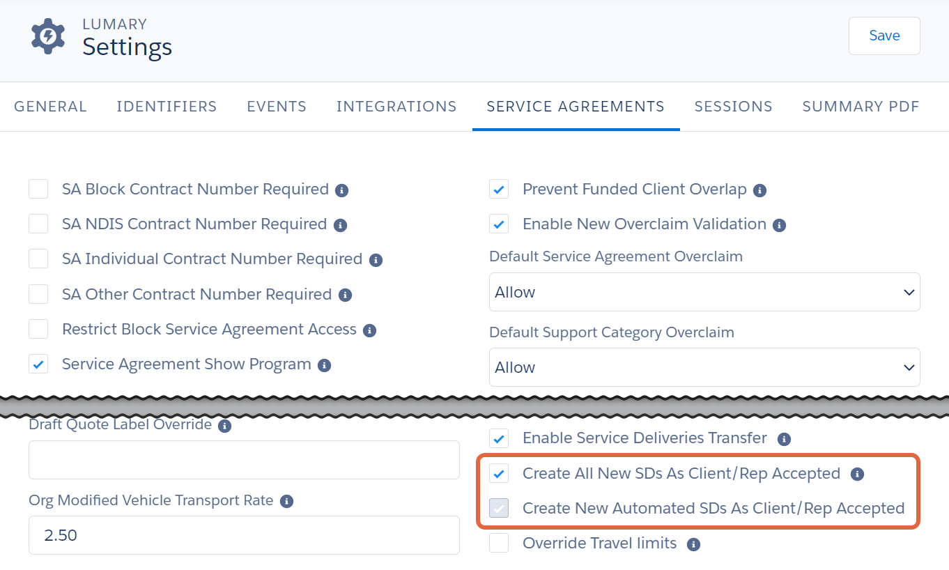 Create all new SDs as client/rep accepted setting