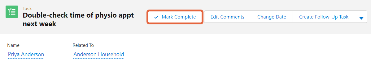 mark complete button