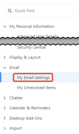 email settings text link