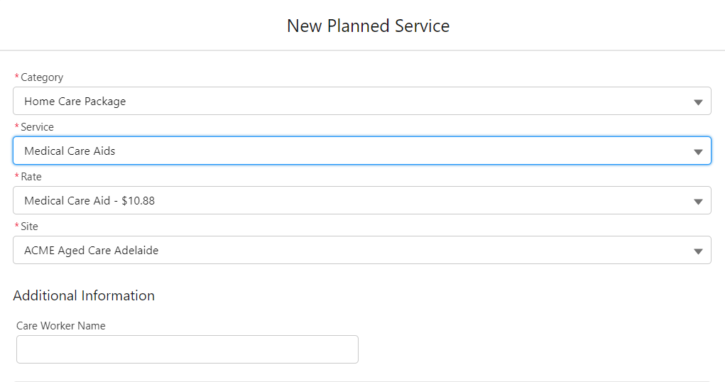 new planned service form