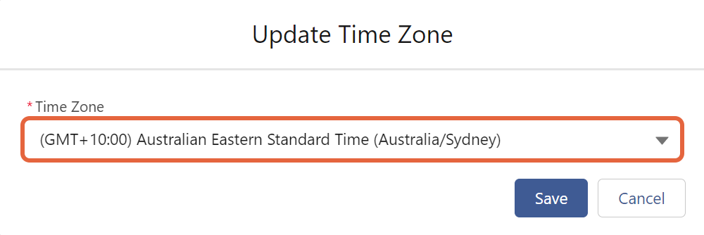 Time Zone drop-down list