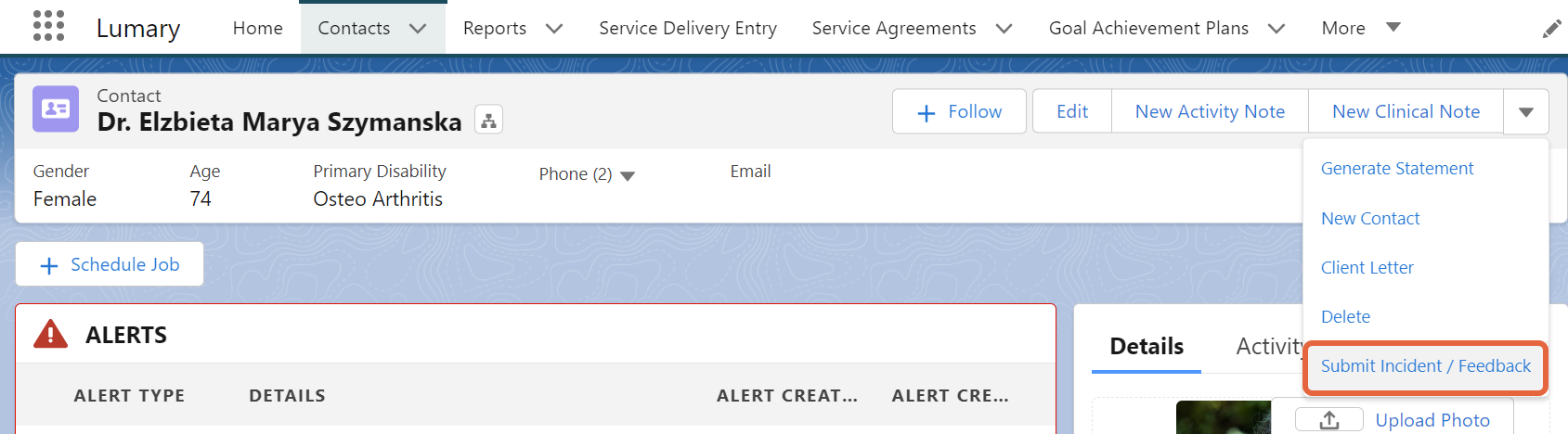 submit incident link location