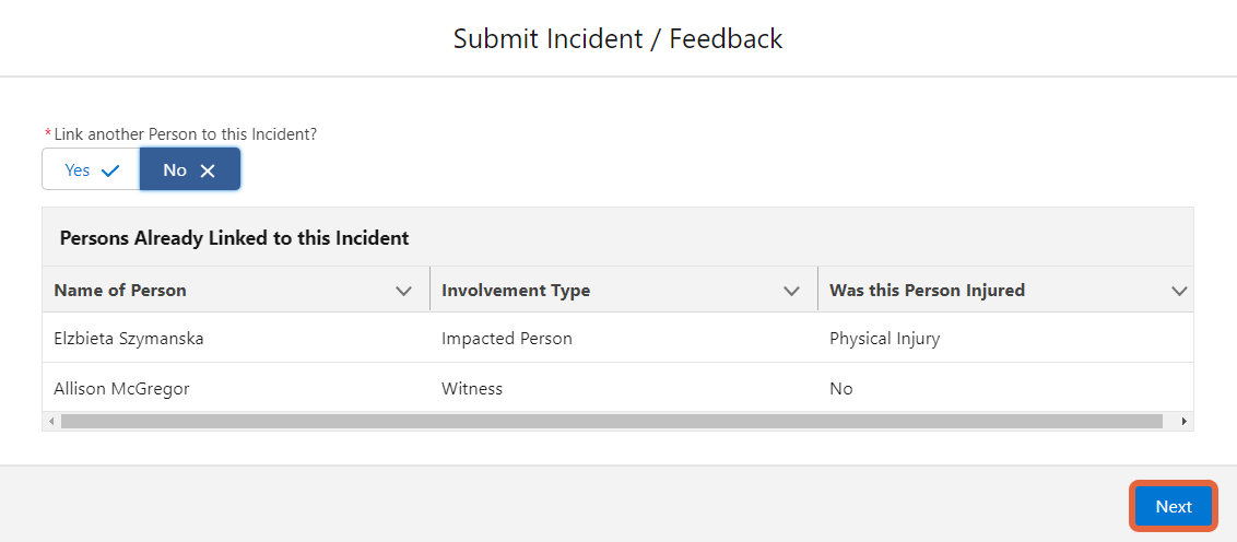 new incident form add persons screen