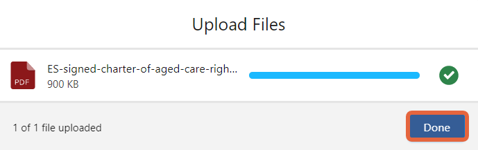 file upload complete screen