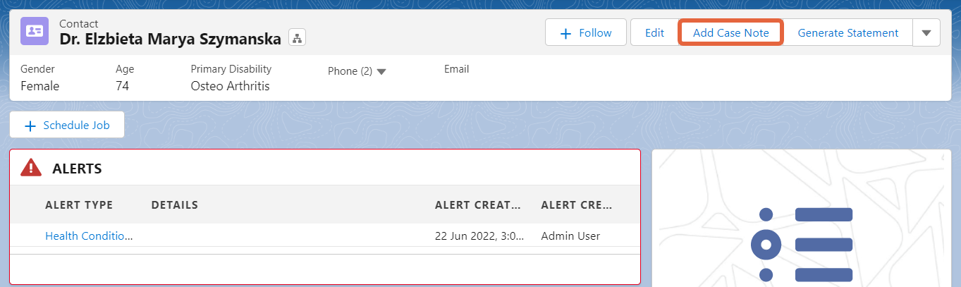add case note button