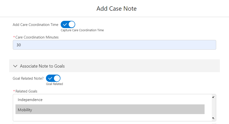 case note optional fields