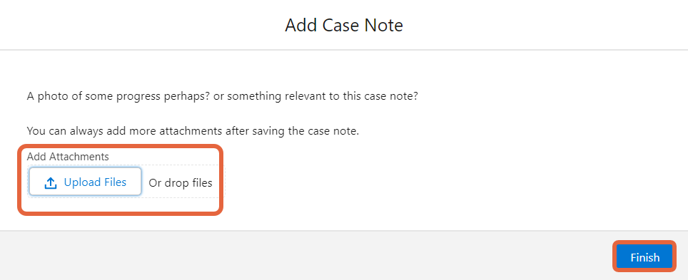 case notes upload file screen