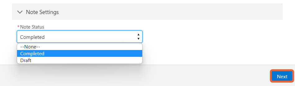 case notes status field options