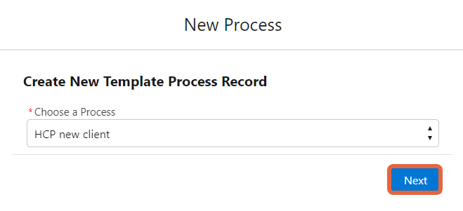 select process template screen