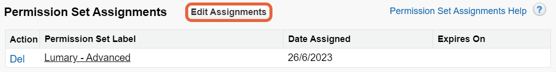 Edit assignments button