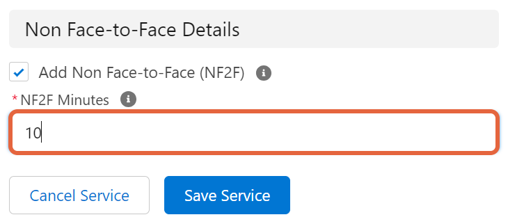 Non Face-To-Face Details section