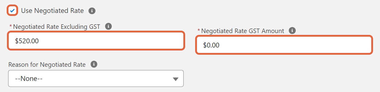 Negotiated rate fields