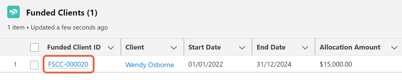Funded Client ID