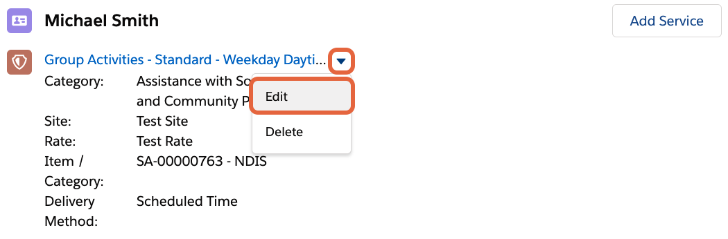 Edit planned service