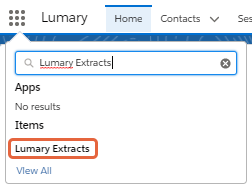 App launcher showing Lumary Extracts