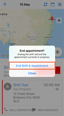 End shift and appointment option