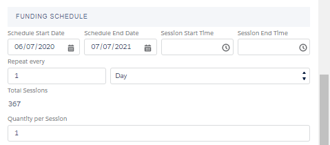 Funding schedule section