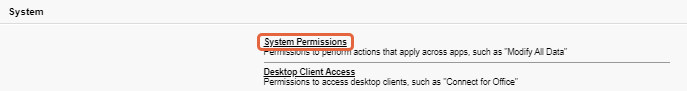System permissions text link