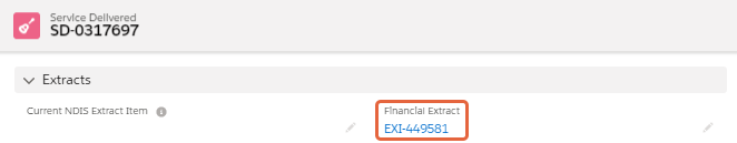 Service delivered with financial extract item