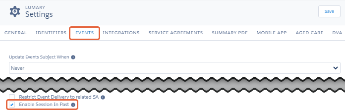Enable session in past checkbox