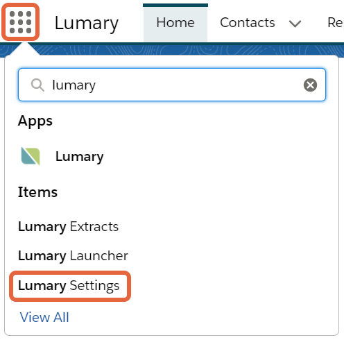 Lumary settings text link