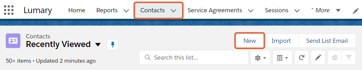 Contacts list view