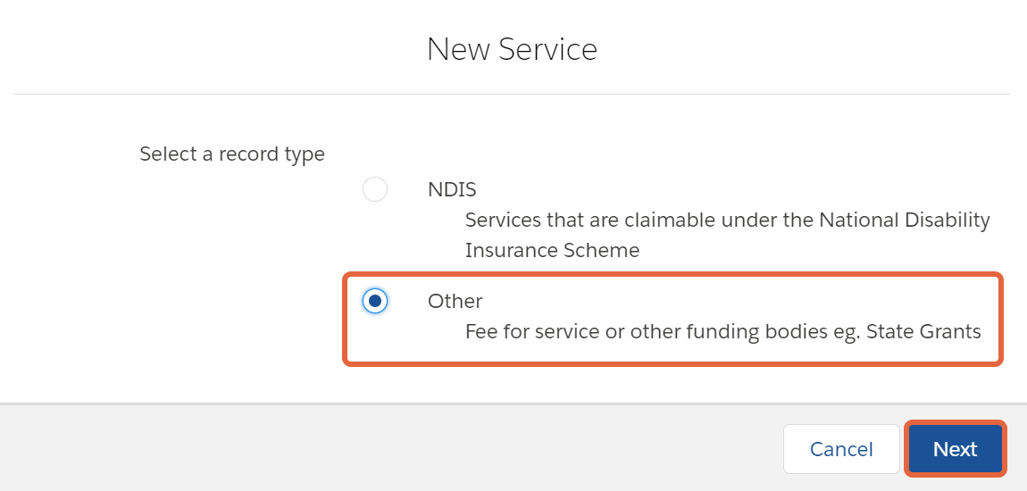 Record type selection