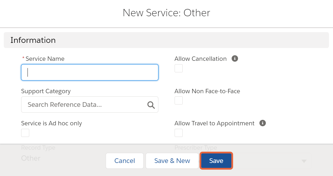 New service form