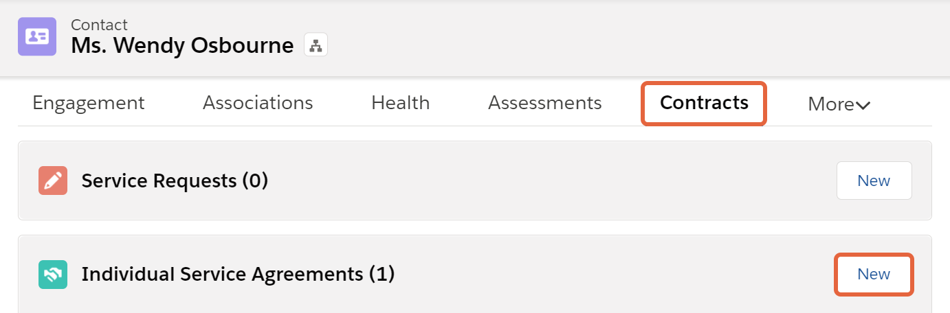 New service agreement button
