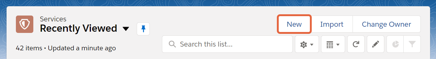 New service button