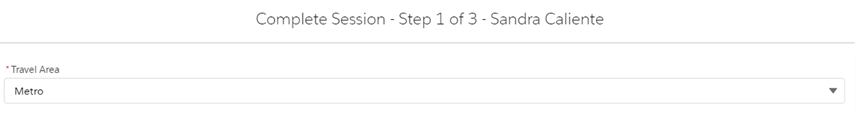 Complete session form travel area