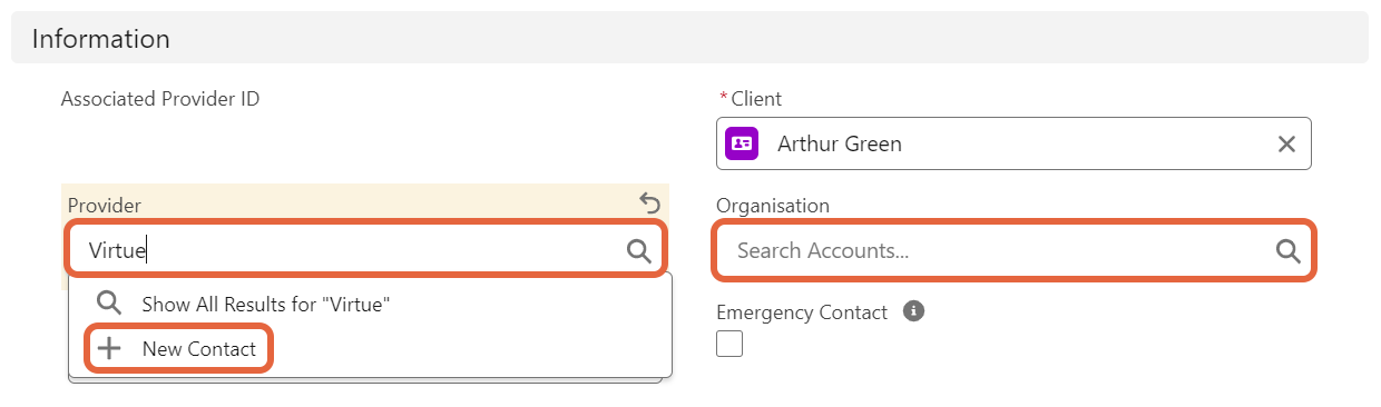 Associated provider information